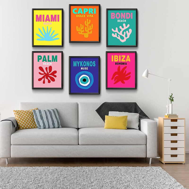 Travel Art Prints Set, Aesthetic Canvas Wall Art Prints for Preppy Room Decor, Abstract Travel Poster Set of 6 (8*10In,Unframed), Gallery Wall Set, Colorful Wall Art, Maximalist Decor, Preppy Things Home & Garden > Decor > Artwork > Posters, Prints, & Visual Artwork zsjcyGG   