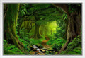 Tropical Jungle Rainforest Footpath Landscape Photo Photograph Rain Forest Stream Water Rocks Lush Foliage Tree Canopy Green Leaves Branches Moss Ferns Hiking Cool Wall Decor Art Print Poster 36X24 Home & Garden > Decor > Artwork > Posters, Prints, & Visual Artwork Poster Foundry White Framed Art 12x18 