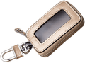 Universal Vehicle Smart Key Case Remote Fob Case Leather Car Key Holder Keychain Ring Case Bag for Men Women  Keeping Gold  