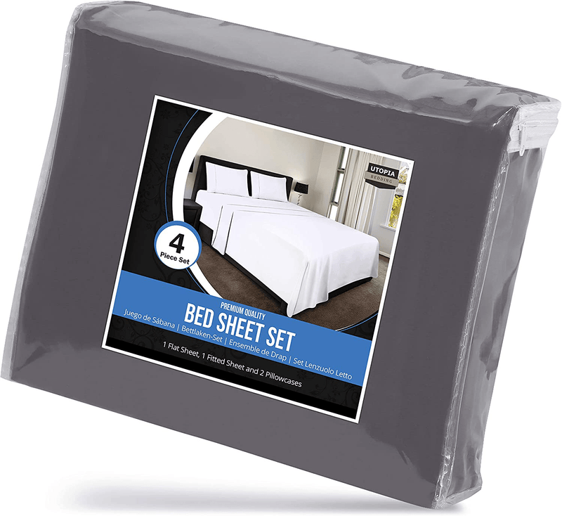 Utopia Bedding Queen Bed Sheets Set - 4 Piece Bedding - Brushed Microfiber - Shrinkage & Fade Resistant - Easy Care (Queen, Grey) Home & Garden > Linens & Bedding > Bedding Utopia Bedding   