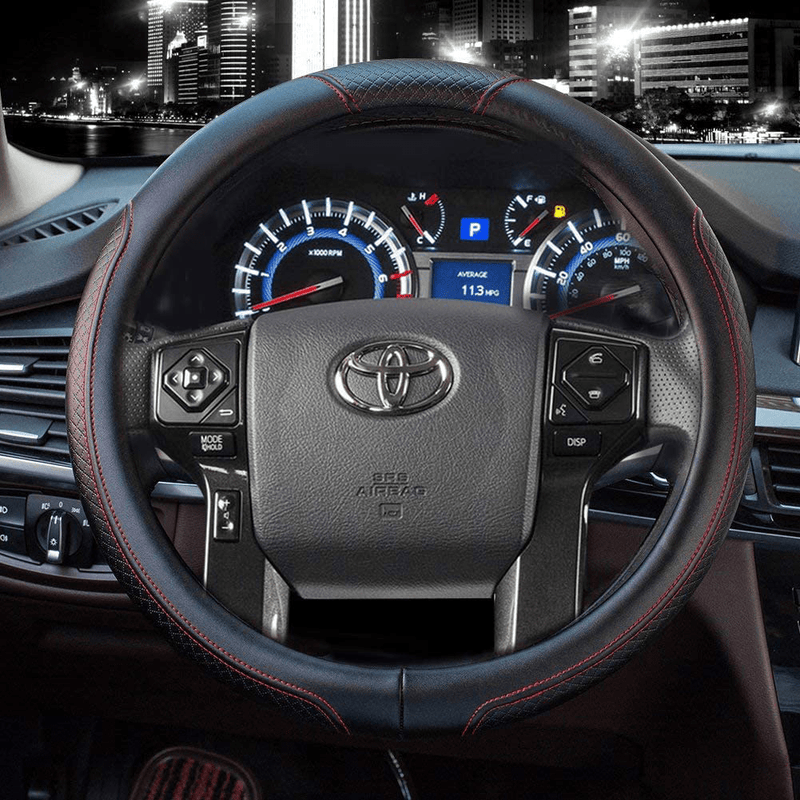 Valleycomfy 15.75 inch Auto Car White Leather Steering Wheel Covers- for F-150 Vehicles & Parts > Vehicle Parts & Accessories > Vehicle Maintenance, Care & Decor > Vehicle Decor > Vehicle Steering Wheel Covers Valleycomfy   