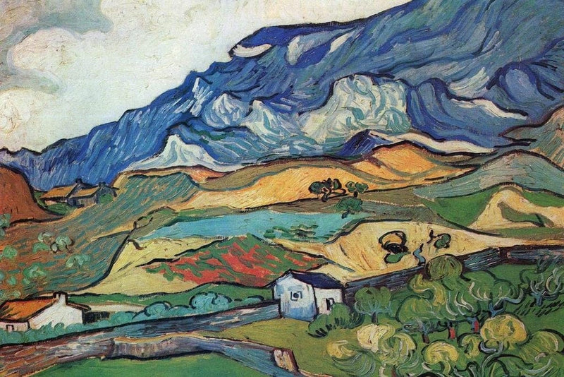 Vincent Van Gogh Les Alpilles Mountain Landscape Poster 1889 Town near Saint Remy France Impressionist Nature Painting Cool Wall Decor Art Print Poster 36X24 Home & Garden > Decor > Artwork > Posters, Prints, & Visual Artwork Poster Foundry   