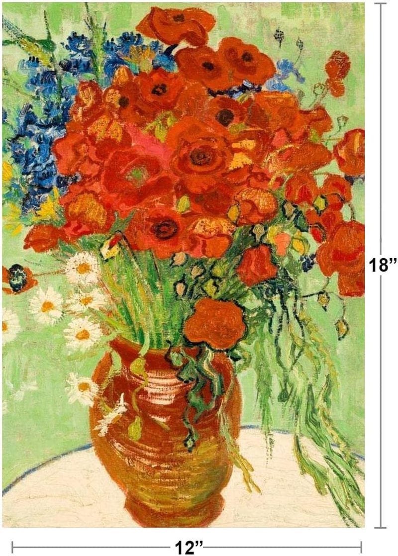 Vincent Van Gogh Red Poppies and Daisies Van Gogh Wall Art Impressionist Painting Style Nature Spring Flower Wall Decor Landscape Vase Poster Romantic Artwork Cool Wall Decor Art Print Poster 12X18