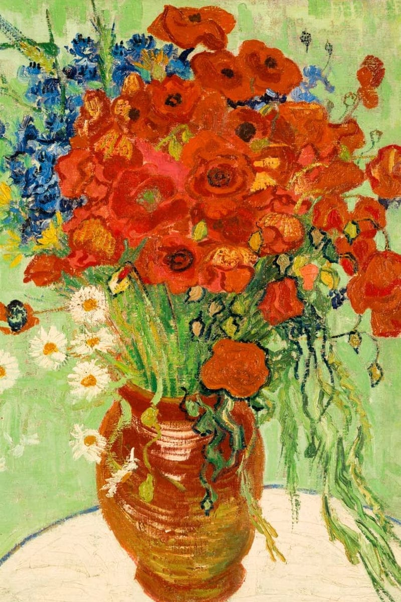 Vincent Van Gogh Red Poppies and Daisies Van Gogh Wall Art Impressionist Painting Style Nature Spring Flower Wall Decor Landscape Vase Poster Romantic Artwork Cool Wall Decor Art Print Poster 12X18 Home & Garden > Decor > Artwork > Posters, Prints, & Visual Artwork Poster Foundry   