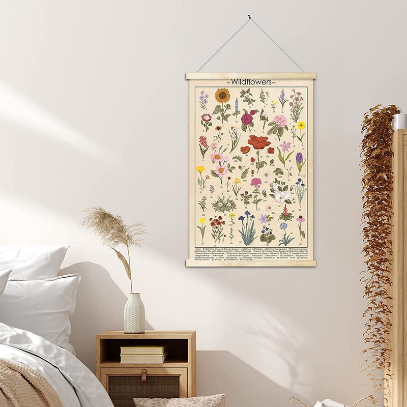 Vintage Wildflowers Poster Botanical Wall Art Prints Colorful Rustic Style of Floral Wall Hanging Illustrative Reference Flower Chart Poster for Living Room Office Classroom Bedroom Dining Room Decor Home & Garden > Decor > Artwork > Posters, Prints, & Visual Artwork Tevxj   