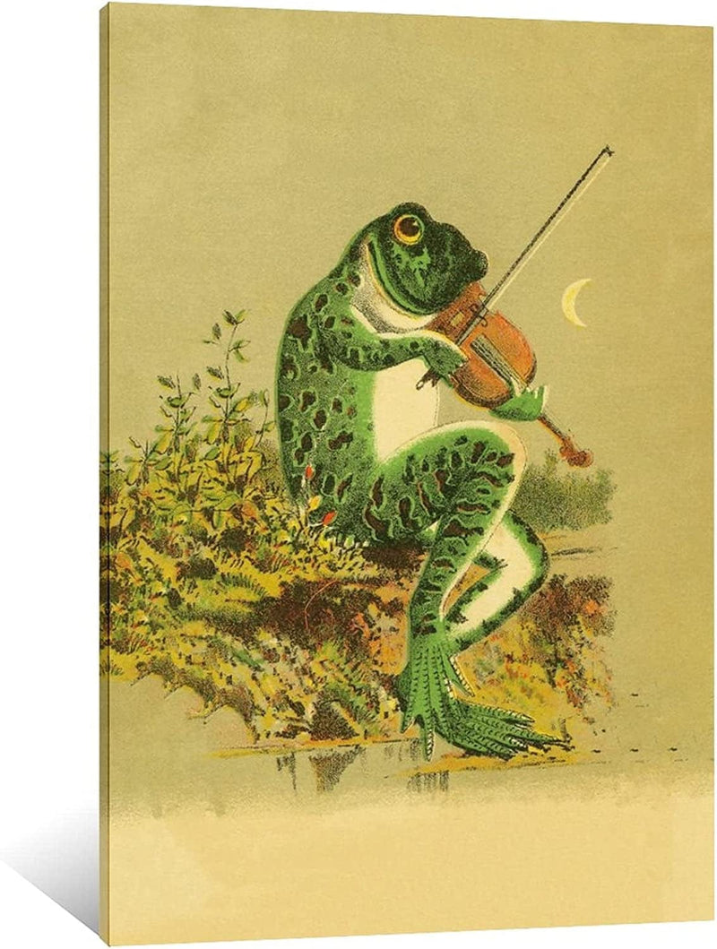 Walldeer Art Banjo Frog Poster Vintage Animal in the Moonlight Wall Art Canvas Painting Creativity Prints Picture for Living Room (Frog Playing Banjo,16X24Inch-Unframe) Home & Garden > Decor > Artwork > Posters, Prints, & Visual Artwork WallDeer Art Frog Playing Violin 16x24inch-Framed 