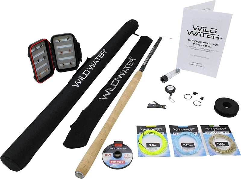 Wild Water Tenkara Starter Package, Excellent Fly Fishing Equipment for Beginners, Includes Flies, Three Lines, Hard Tube Case & Rod Sock Sporting Goods > Outdoor Recreation > Fishing > Fishing Rods Wild Water 14ft/16ft - Big Game Zoom  