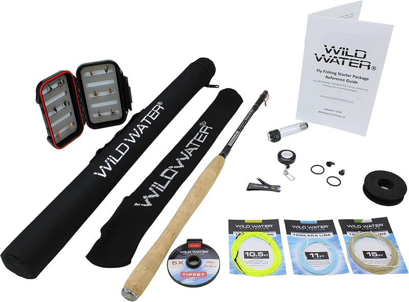 Wild Water Tenkara Starter Package, Excellent Fly Fishing Equipment for Beginners, Includes Flies, Three Lines, Hard Tube Case & Rod Sock Sporting Goods > Outdoor Recreation > Fishing > Fishing Rods Wild Water 12ft/13ft - Zoom  
