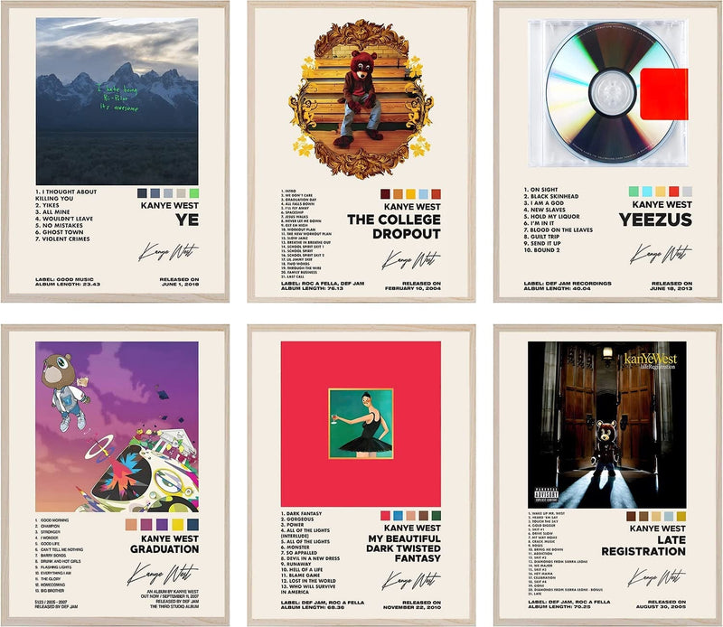 Withnotag Drake Signed Limited Posters Music Album Cover Posters Print Set of 6 Room Aesthetic Canvas Wall Art for Girl and Boy Teens Dorm Decor 8X10 Inch Unframed Home & Garden > Decor > Artwork > Posters, Prints, & Visual Artwork RRRStore Kanye West  