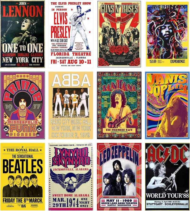 Woonkit Vintage Rock Band Posters for Room Aesthetic, 70S 80S 90S Retro Music Room Wall Bedroom Decor Wall Art, Vintage Rock Band Music Concert Poster Wall Collage, Old Music Album Cover Prints (12 SET B, 7.8X11.8 INCH) Home & Garden > Decor > Artwork > Posters, Prints, & Visual Artwork WOONKIT 12 SET C, 7.8X11.8 INCH  