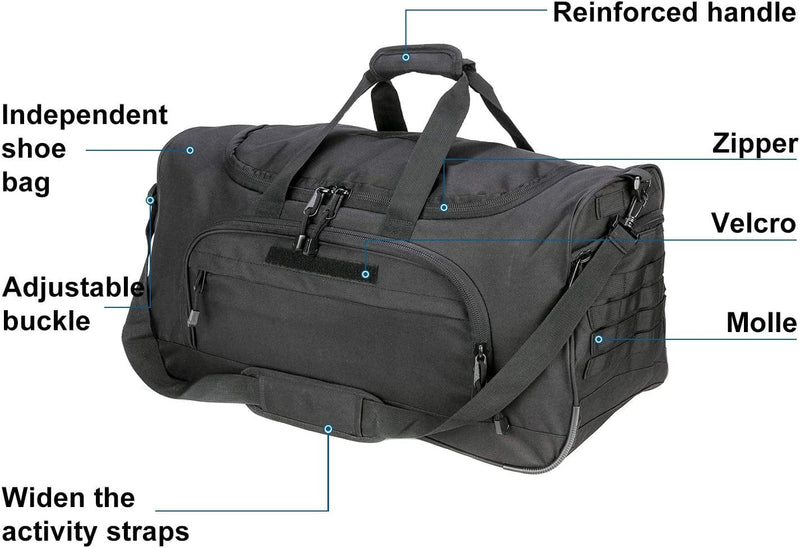 X&X Military Travel Duffel Overnight Bag Waterproof with Shoe Compartment Molle System 24Inch Large Flight Carry on Heavy Duty Home & Garden > Household Supplies > Storage & Organization X&X   
