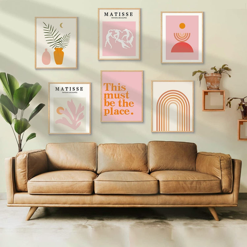 XBYGIMI Matisse Wall Art and Boho Wall Art Prints Unframed,Minimalist Aesthetic Wall Images Decor,Matisse Pink Print Set,Pink and Orange Wall Art,Boho Wall Posters for Room Aesthetic,8X10In, Set of 6 Home & Garden > Decor > Artwork > Posters, Prints, & Visual Artwork XBYGIMI   