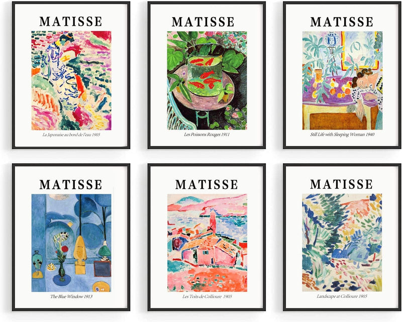 XBYGIMI Matisse Wall Art and Boho Wall Art Prints Unframed,Minimalist Aesthetic Wall Images Decor,Matisse Pink Print Set,Pink and Orange Wall Art,Boho Wall Posters for Room Aesthetic,8X10In, Set of 6 Home & Garden > Decor > Artwork > Posters, Prints, & Visual Artwork XBYGIMI Matisse 01  