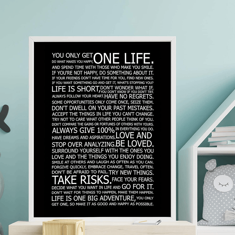 "You Only Get One Life"-Rules for Happy Life-Poster Print. 11 X 14" Wall Art Decor-Ready to Frame. Modern Typographic Decor for Home-Office-School. Great Reminders to Find Happiness & Inspiration! Home & Garden > Decor > Artwork > Posters, Prints, & Visual Artwork AMERICAN LUXURY GIFTS   