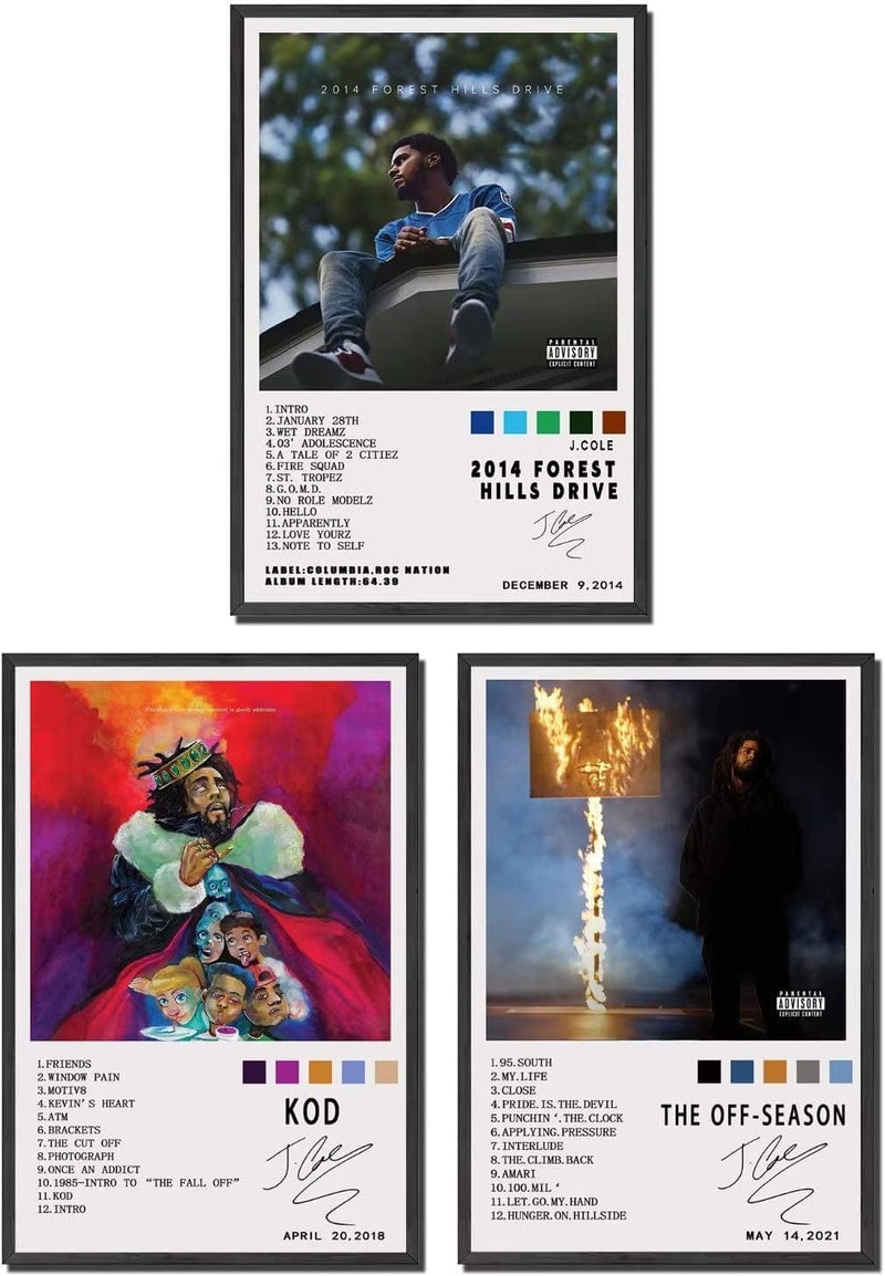 ZDJ a Set of 3 Canvas Posters,Juice Wrld Poster Album Cover Posters Aesthetics 3 Piece Set,8X12Inch Canvas Prints Unframed Set of 3 Home & Garden > Decor > Artwork > Posters, Prints, & Visual Artwork ZDJ Canvas-j cole Unframe-08X12inch 