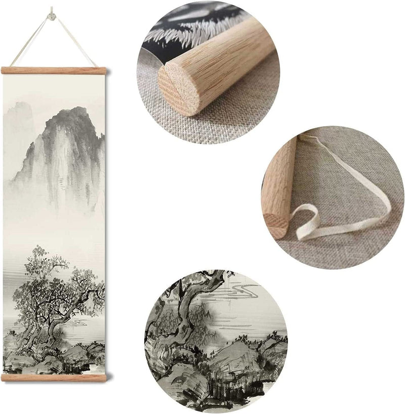 Zhugege Landscape Painting ,Wall Art Black and White for Living Room Bedroom,Chinese Traditional Ink Decor,Posters and Prints,4 Piece Set Fixed Wooden Hanging Scroll (12”X36”X4Piece) Home & Garden > Decor > Artwork > Posters, Prints, & Visual Artwork YODOOLTLY   