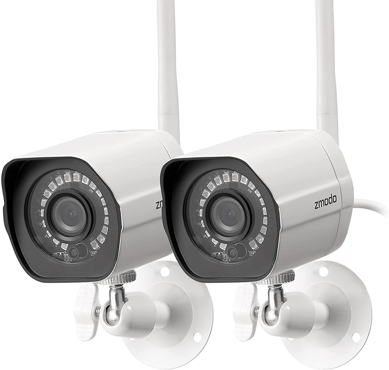 Zmodo Outdoor Security Camera Wireless (2 Pack), 1080p Full HD Home Security Camera System, Works with Alexa and Google Assistant, White (ZM-W0002-2) Cameras & Optics > Cameras > Surveillance Cameras Zmodo Two Cameras  