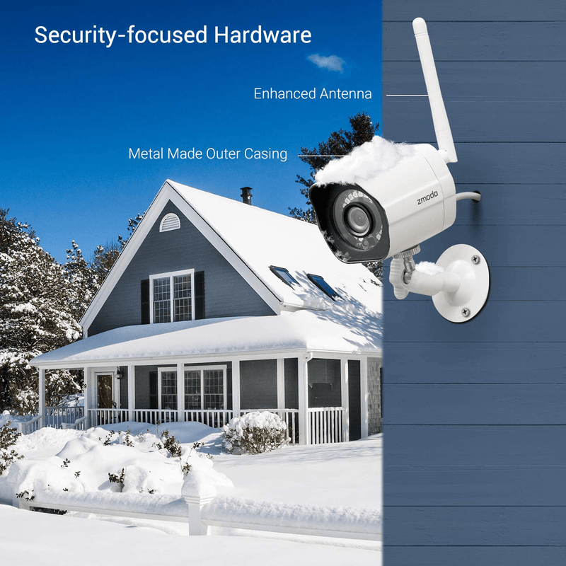 Zmodo Outdoor Security Camera Wireless (2 Pack), 1080p Full HD Home Security Camera System, Works with Alexa and Google Assistant, White (ZM-W0002-2)