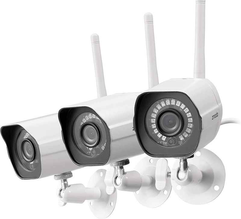 Zmodo Outdoor Security Camera Wireless (2 Pack), 1080p Full HD Home Security Camera System, Works with Alexa and Google Assistant, White (ZM-W0002-2) Cameras & Optics > Cameras > Surveillance Cameras Zmodo Three Cameras  