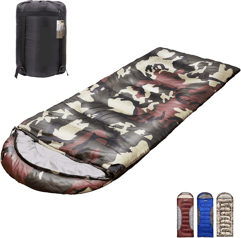 0 Degree Winter Sleeping Bags for Adults Camping (450GSM) - Temp Range (5F–32F) Portable Waterproof Compression Sack- Camping Sleeping Bags for Big and Tall in Env Hoodie: Backpacking Hiking 4 Season