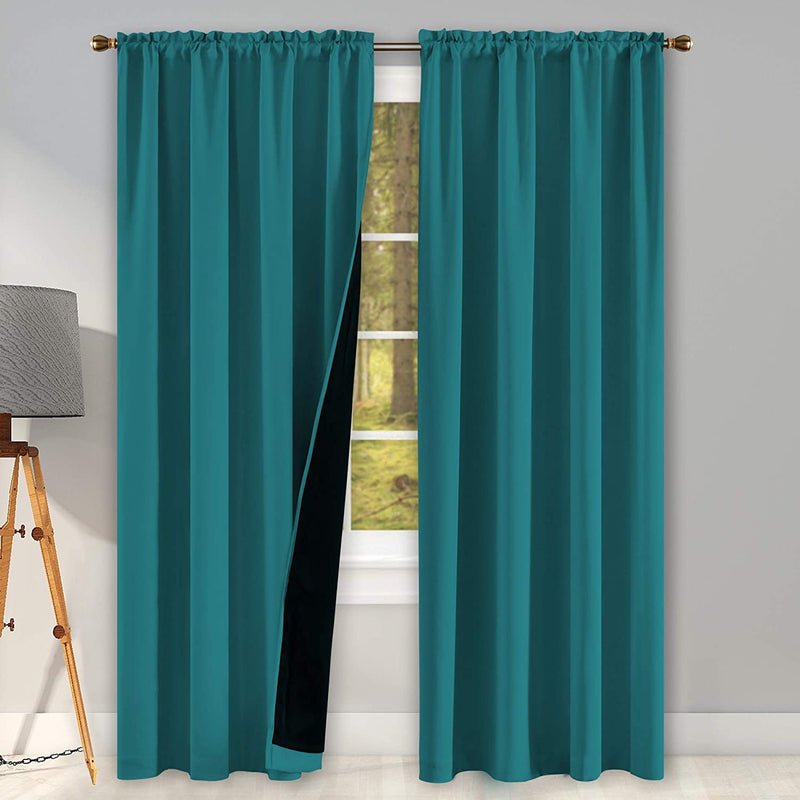 Coral 100PCT Blackout Curtains Bedroom Drapes - Totally Darkness Panels Thermal Insulated Lined Rod Pocket Curtains for Kids Room( 2 Panels 42 by 45 Inch) Home & Garden > Decor > Window Treatments > Curtains & Drapes KEQIAOSUOCAI Teal W42" X L96" 