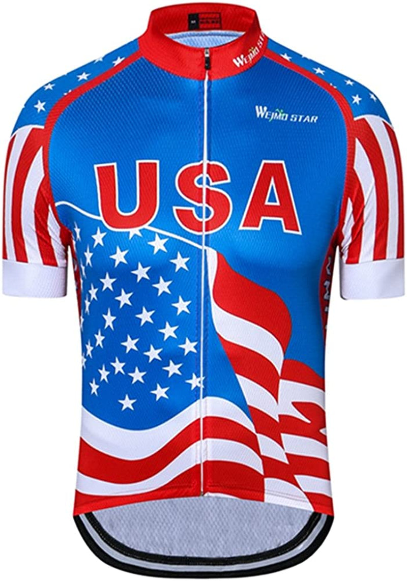 Weimostar Men'S USA Cycling Jersey Short Sleeve Biking Shirts Breathable with Pokects
