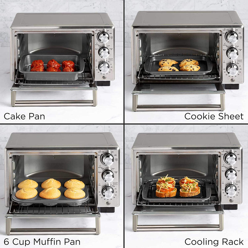 Ecolution Toaster Oven Bakeware 4Piece Set Nonstick Heavy Duty Carbon Steel, 4-Piece, Gray
