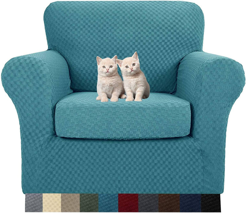MAXIJIN 4 Piece Newest Couch Covers for 3 Cushion Couch Super Stretch Non Slip Couch Cover for Dogs Pet Friendly Elastic Jacquard Furniture Protector Sofa Slipcovers (Sofa, Dark Coffee) Home & Garden > Decor > Chair & Sofa Cushions MAXIJIN Peacock Blue 31"-46"(1 CUSHION) 