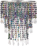 Waneway Acrylic Chandelier Shade, Ceiling Light Shade Beaded Pendant Lampshade with Crystal Beads and Chrome Frame for Bedroom, Wedding or Party Decoration, Diameter 8.7 Inches, 3 Tiers, Clear Home & Garden > Lighting > Lighting Fixtures > Chandeliers Waneway Multicolor  