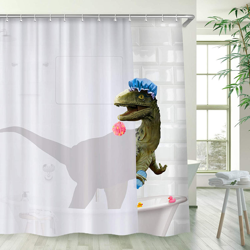 Rosielily Dinosaur Shower Curtain, Kids Shower Curtain, Funny Shower Curtain, Cute Shower Curtain Set with 12 Hooks, Cool Shower Curtain for Bathroom Decor, 72"X84" Sporting Goods > Outdoor Recreation > Fishing > Fishing Rods RosieLily Funnydinosaur 72"x84" 