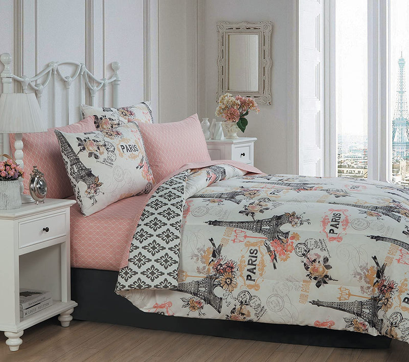 Geneva Home Fashion Avondale Manor 8-Piece Cherie Comforter Set Queen, Coral