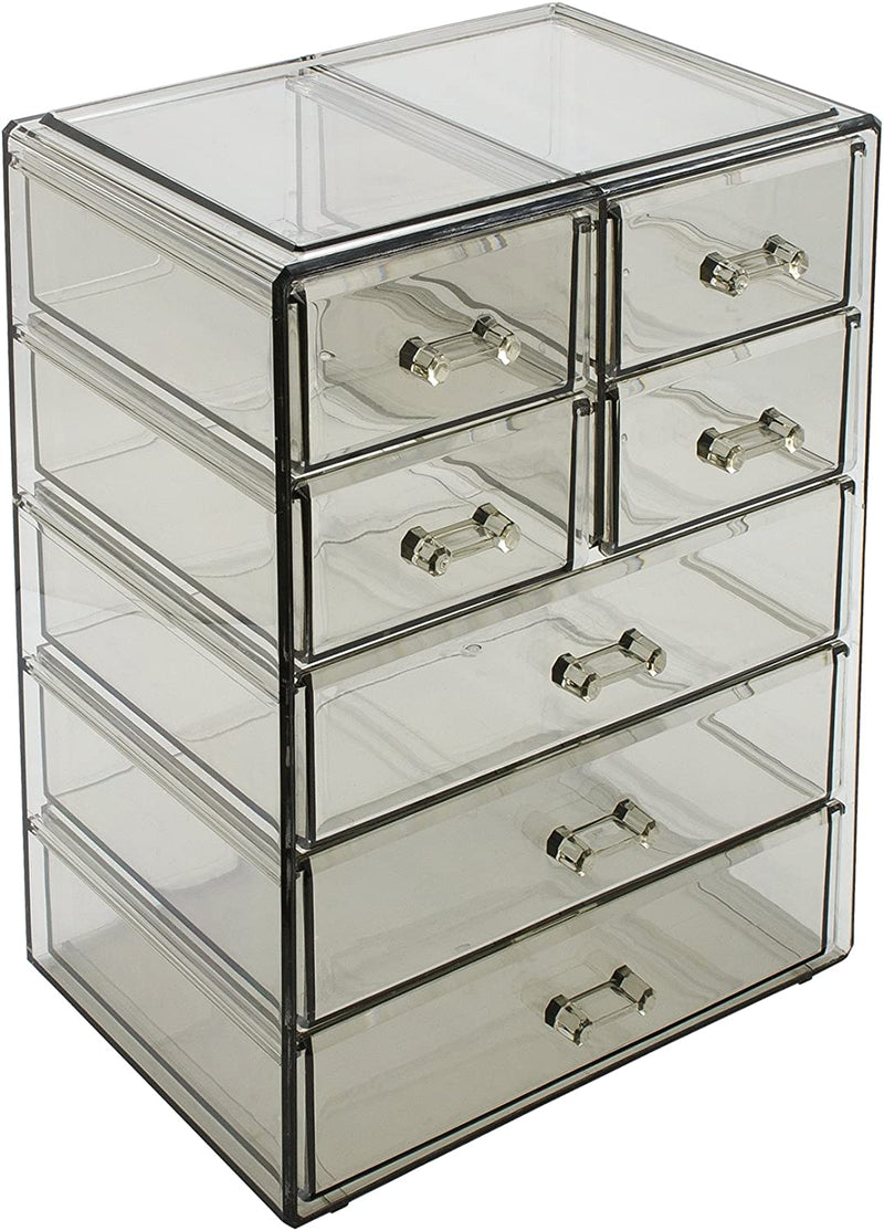 Sorbus Clear Cosmetics Makeup Organizer - Big & Spacious Acrylic Display Case - Stylish Designed Jewelry & Make up Organizers and Storage for Vanity, Bathroom (4 Large, 2 Small Drawers) Home & Garden > Household Supplies > Storage & Organization Sorbus Black Jewel 3 Large, 4 Small Drawers 