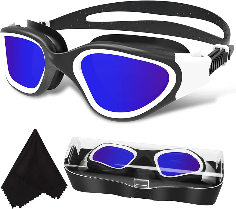 Polarized Swimming Goggles Swim Goggles anti Fog anti UV No Leakage Clear Vision for Men Women Adults Teenagers Sporting Goods > Outdoor Recreation > Boating & Water Sports > Swimming > Swim Goggles & Masks WIN.MAX Black&white/Blue Polarized Mirrored Lens  
