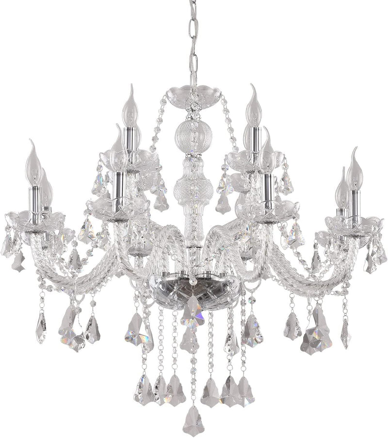 Zaqtan Luxurious 8 Lights Crystal Chandelier with Metal Frame 8 Arms Candles Vintage Hanging Light Fixture Pendant Ceiling Lamp Raindrop 28" X L49 (Cognac, 8 Lights) Home & Garden > Lighting > Lighting Fixtures > Chandeliers Zaqtan Lighting Clear 12 Lights 