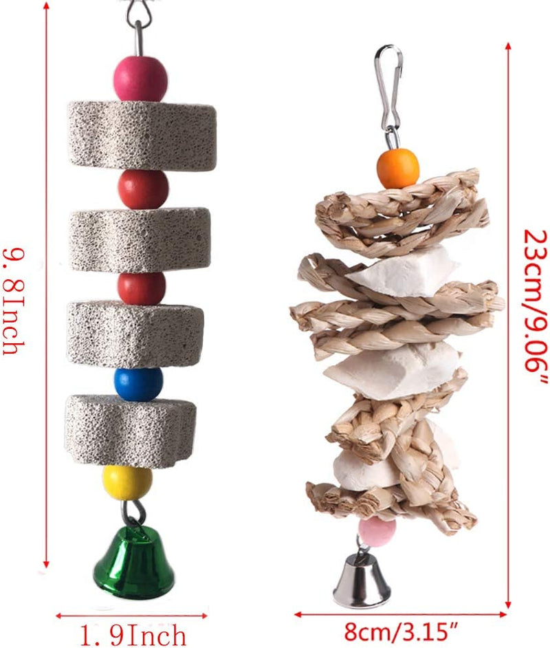 PINVNBY Parrot Toys Chewing Bird Toy Cuttlebone Beak Grinding Stone Cage Hanging Toys with Bell for African Greys Conure Eclectus Budgies Parakeet Cockatiel Hamster Chinchilla Rabbit, 2 Pack Animals & Pet Supplies > Pet Supplies > Bird Supplies > Bird Toys PIVBY   