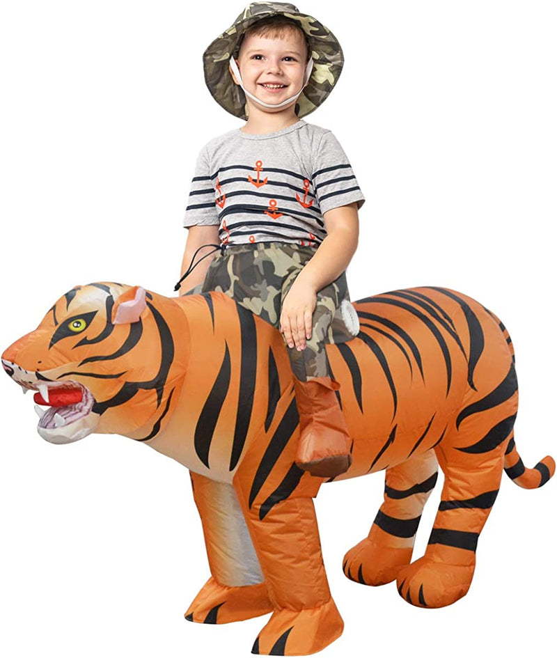 GOOSH Inflatable Tiger Costume for Kids Halloween Costumes Boys Girls Funny Blow up Costume for Halloween Party Cosplay
