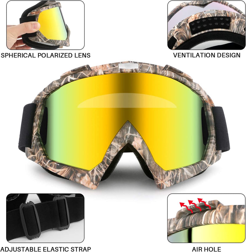 Motorcycle Goggles ATV Dirt Bike anti Scratch Motocross UV400 Protect Bendable Eyewear off Road Dust Proof anti Fog Riding Goggles with Adjustable Strap &Color Lens (Maple Grey) Sporting Goods > Outdoor Recreation > Cycling > Cycling Apparel & Accessories GGBuy   