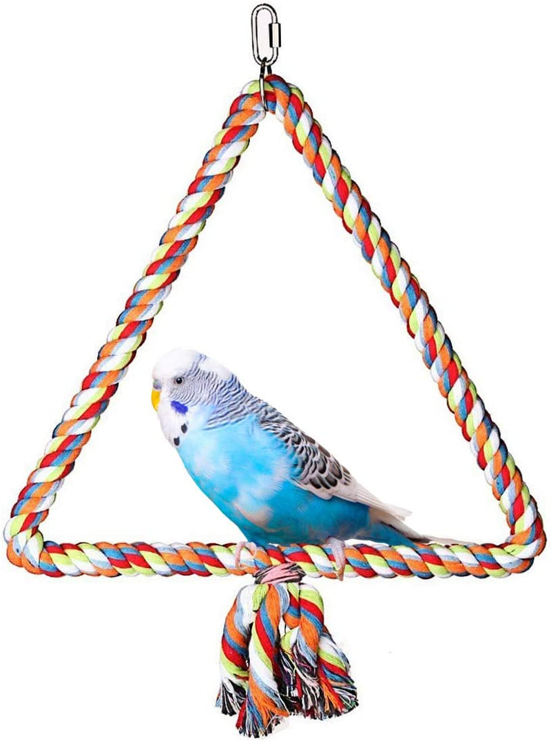 Wontee Bird Triangle Rope Swing Colorful Perch Chewing Toy for Parrots Budgie Parakeet Cockatiel Cockatoo (S) Animals & Pet Supplies > Pet Supplies > Bird Supplies > Bird Toys Wontee S  