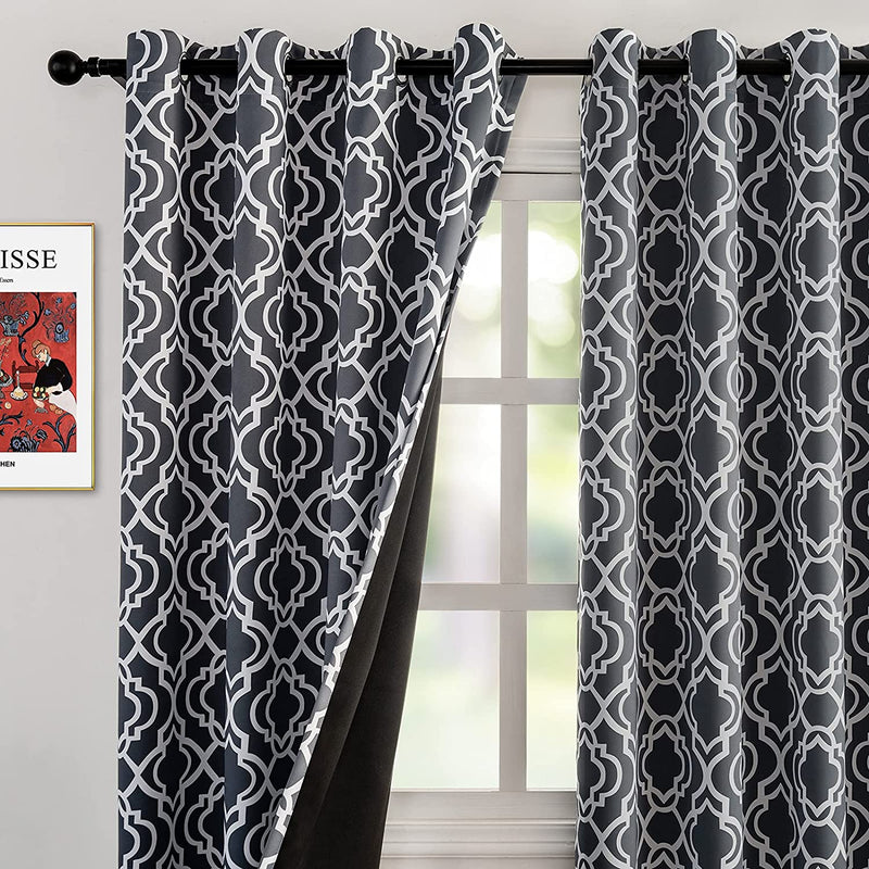 Reepow Grey Blackout Curtains 84 Inch Length for Bedroom Living Room, Soft Heavy Weight Moroccan Full Blackout Grommet Window Drapes Set of 2 Panels, 52" W X 84" L Home & Garden > Decor > Window Treatments > Curtains & Drapes Reepow Classic Gray 52"×84"×2 Panels 