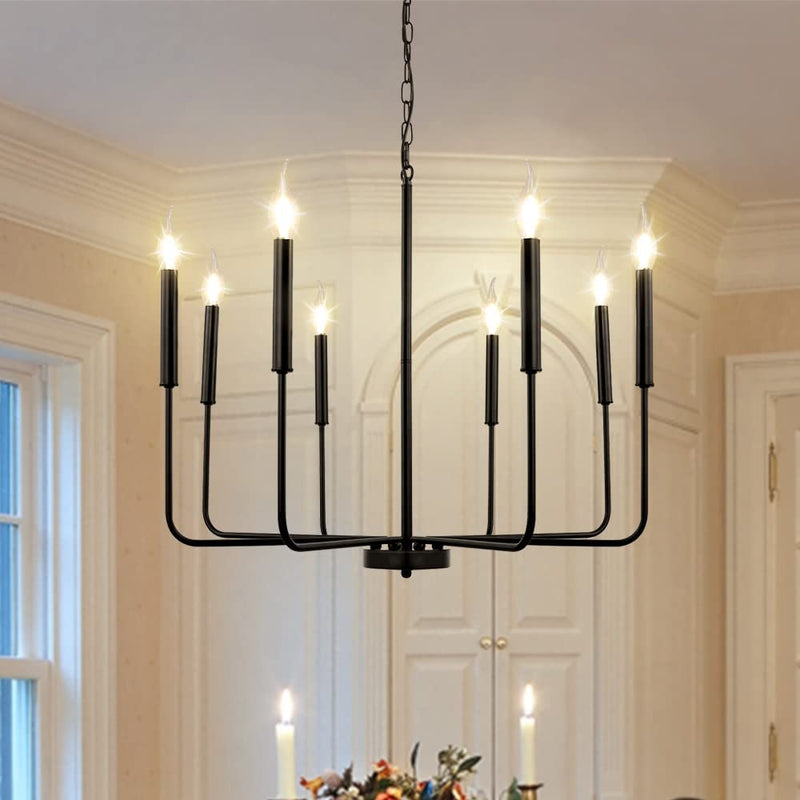 Kmaipem Farmhouse Chandelier, 6 Lights Small Black Chandelier Light Fixture, Rustic Industrial Candle Chandeliers for Dining Room, Pendant Light Fixtures for Kitchen Island Living Room Bedroom Foyer Home & Garden > Lighting > Lighting Fixtures > Chandeliers KMaiPem 8-Light E12  