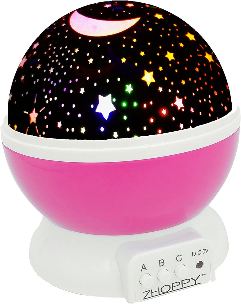 ZHOPPY Night Lights for Girls, Star and Moon Starlight Projector Bedside Lamp for Baby Room Kids Bedroom Decorations - Birthday Gifts for Girls, Pink