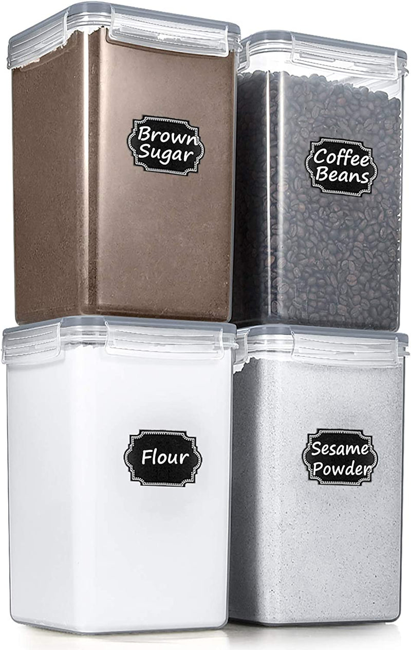 Large Food Storage Containers 5.2L /175Oz, Wildone 4 Piece BPA Free Plastic Airtight Food Storage Containers for Flour, Sugar, Baking Supplies, Kitchen & Pantry Containers with 20 Labels Home & Garden > Household Supplies > Storage & Organization Wildone Gray 6.5L/219.8oz 