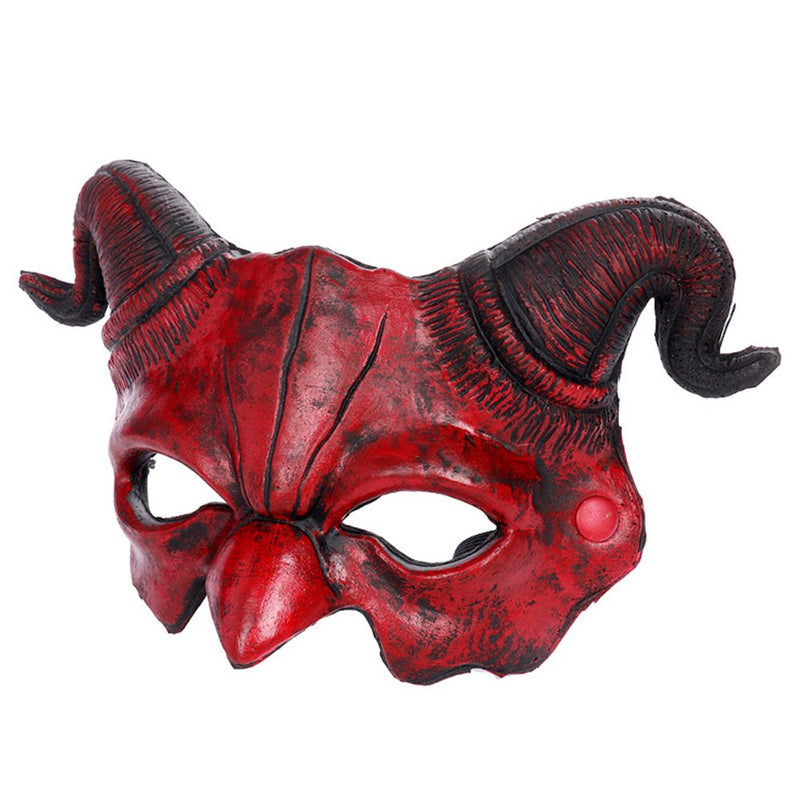 Men Women Leather Sheep-Horned Masks Unique Scary Half Face Ram Horn Devil Mask for Woman Girls Party Gifts Red Apparel & Accessories > Costumes & Accessories > Masks Brocade   
