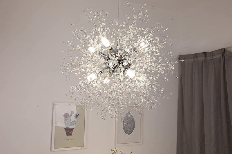 GDNS Chandeliers Firework LED Light Stainless Steel Crystal Pendant Lighting Ceiling Light Fixtures Chandeliers Lighting,Dia 23.5 Inch Home & Garden > Lighting > Lighting Fixtures > Chandeliers GDNS   