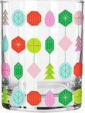 Slant Collections Holiday Double Old Fashioned Cocktail Glass, 12-Ounce, Retro Bottles