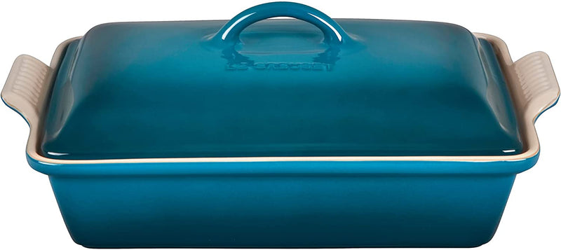 Le Creuset Stoneware Heritage Covered Rectangular Casserole, 4 Qt. (12" X 9"), Cerise Home & Garden > Kitchen & Dining > Cookware & Bakeware Le Creuset of America Deep Teal  