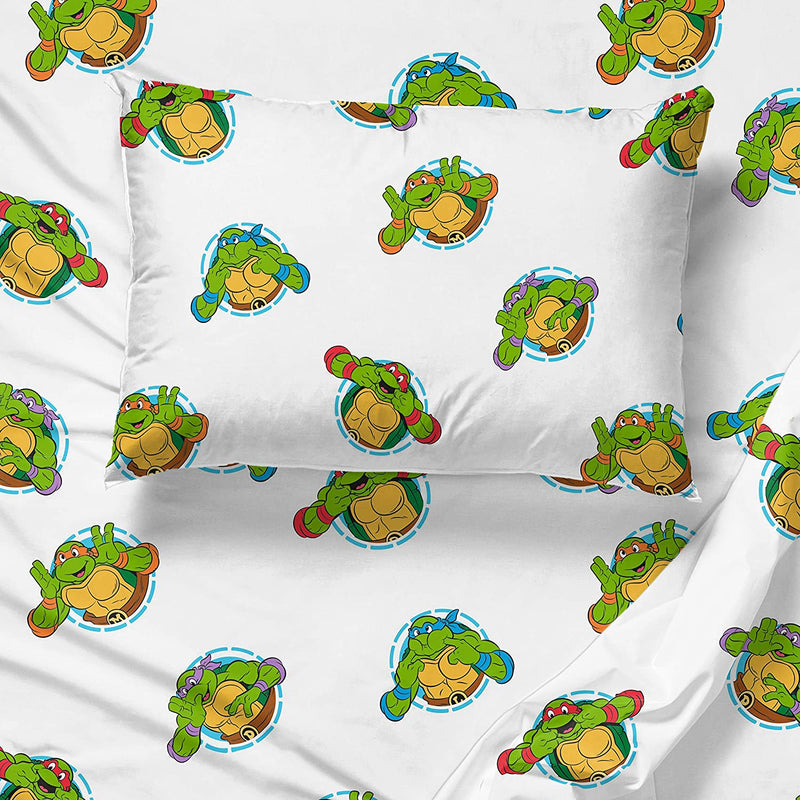 Nickelodeon Teenage Mutant Ninja Turtles NY Ninjas 4 Piece Toddler Bed Set - Includes Reversible Comforter & Sheet Set Bedding - Super Soft Fade Resistant Microfiber (Official Nickelodeon Product)