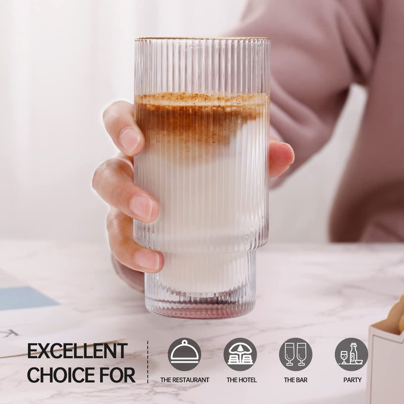 Ice Coffee Cups, Wine Ice Beer Cup Cocktail Glasses Drinkware, Origami Style Transparent Tea Set Heat Resistant Glassware,Glass Cup Coffee Mug Home & Garden > Kitchen & Dining > Tableware > Drinkware INNIOXV   