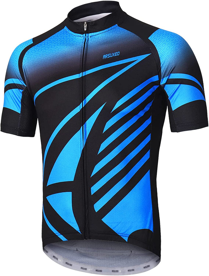 ARSUXEO Men'S Cycling Jersey Short Sleeves Mountain Bike Shirt MTB Top Zipper Pockets Reflective Sporting Goods > Outdoor Recreation > Cycling > Cycling Apparel & Accessories ARSUXEO Z843 Medium 