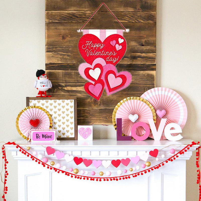 IMSHIE Happy Valentine'S Day Heart Plaques Valentines Day Door Decor Love Hangings Wall Decoration Craft Sign Farmhouse Room Romantic Love Relationships Art Hanger for Anniversary Wedding Adorable Home & Garden > Decor > Seasonal & Holiday Decorations IMSHIE   